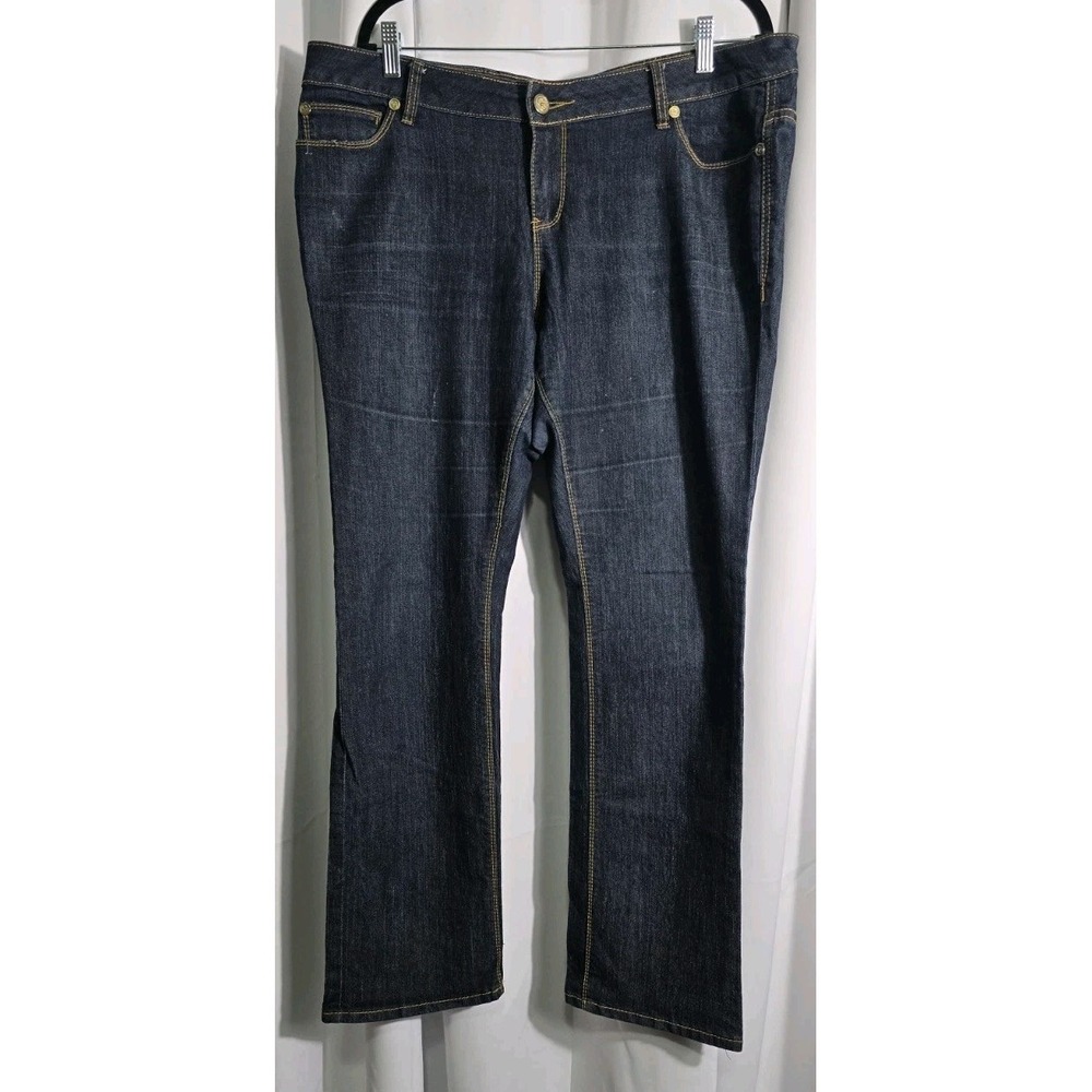 COOGI Jeans Women's Dark Wash Embroidered Rainbow‎ Pocket Flare Jeans Size 18W